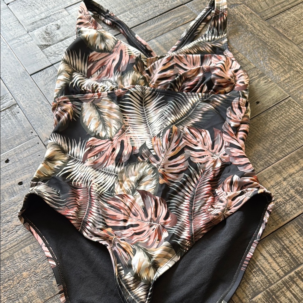 Tropical Leaf Print Swimsuit